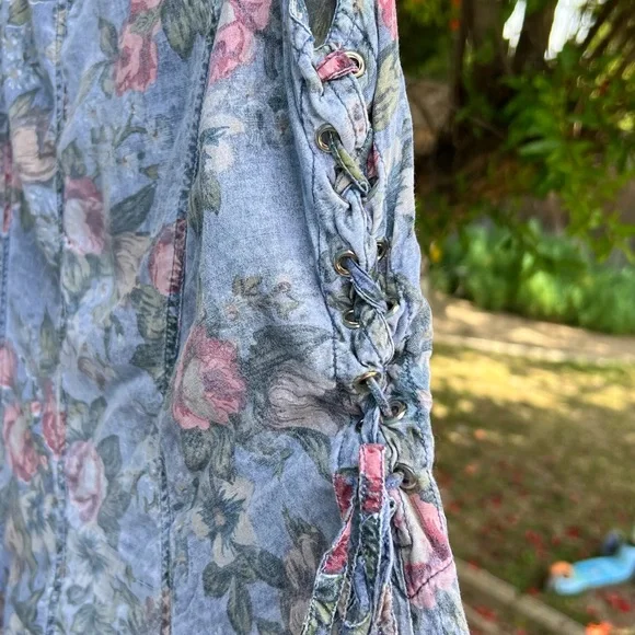 Vintage 90s Floral Maxi Dress 8 / M Corset - Picture 5 of 6